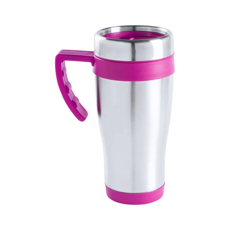 Ligustro – Tumbler termico in acciaio inox 450 ml, colore Fucsia / Argento, vista fronte