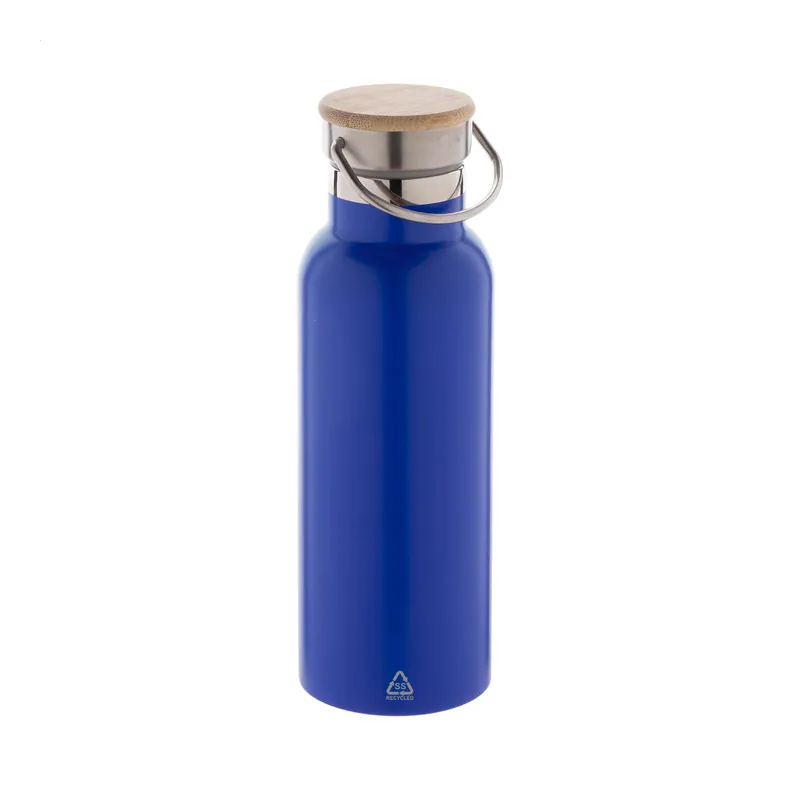 Ritmo – Borraccia termica in acciaio inox riciclato 500 ml, colore Blu, vista fronte