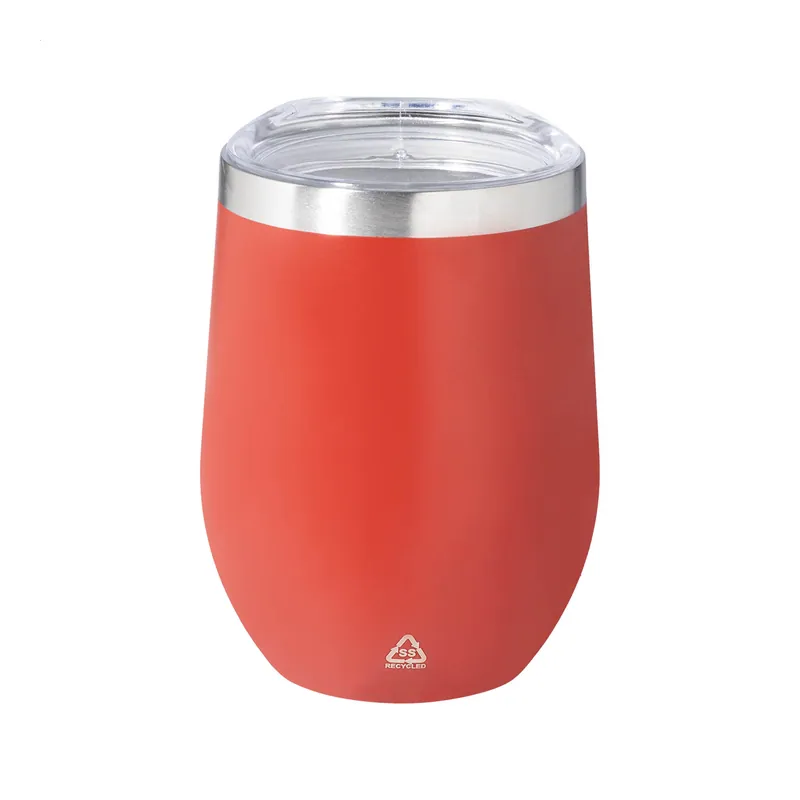 Zafferano – Tumbler termico in acciaio inox riciclato 350 ml, colore Rosso, vista fronte