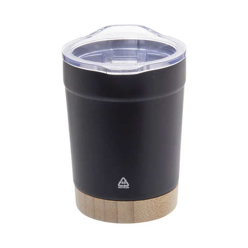 Nocciola – Tumbler termico in acciaio inox riciclato 300 ml, colore Nero, vista fronte