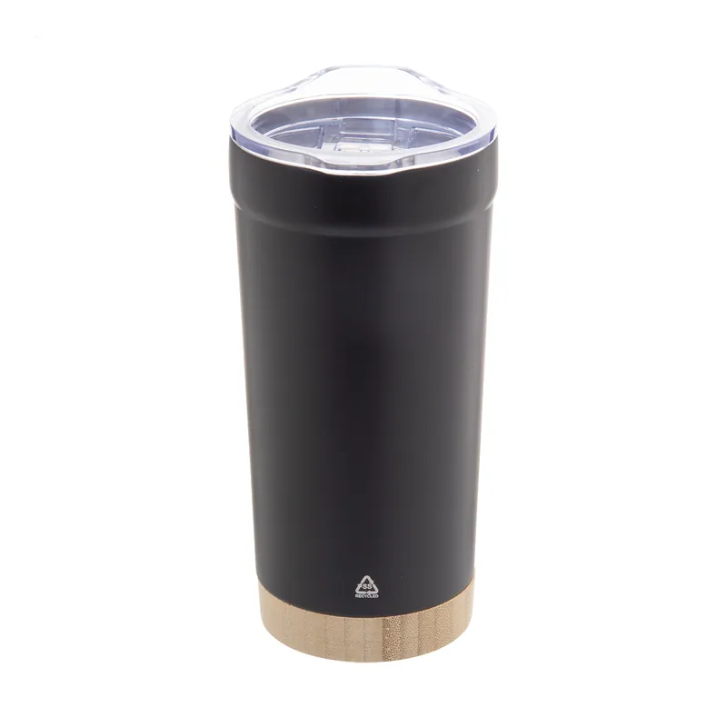 Bagliore – Tumbler termico in acciaio inox riciclato 600 ml, colore Nero, vista fronte
