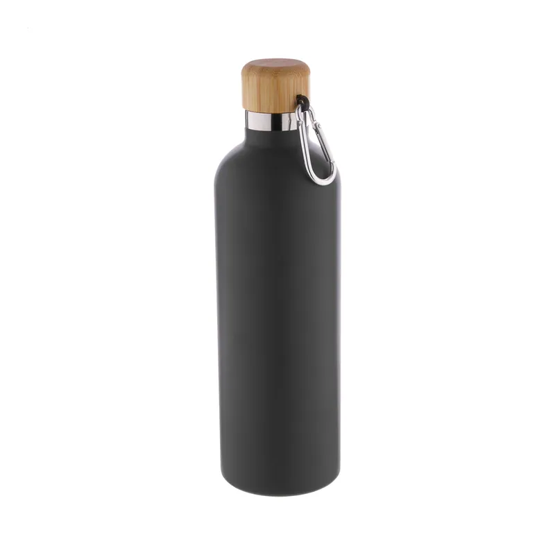 Agrifoglio – Borraccia termica in acciaio inox 500 ml, colore Nero, vista fronte