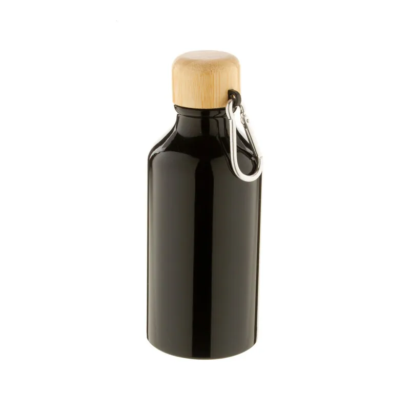 Linfa – Borraccia in alluminio 400 ml, colore Nero, vista fronte