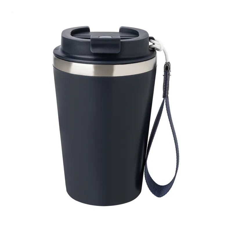Tarassaco – Tumbler termico in acciaio inox riciclato 350 ml, colore Blu scuro, vista fronte