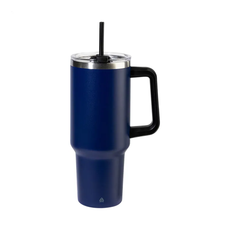 Arenaria – Tumbler termico in acciaio inox riciclato 1200 ml, colore Blu scuro, vista fronte