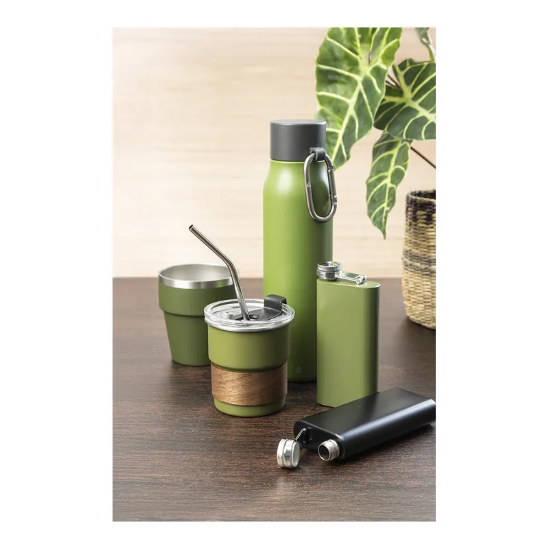 Aurora boreale – Tazza da viaggio in acciaio inox riciclato 260 ml, colore Bianco