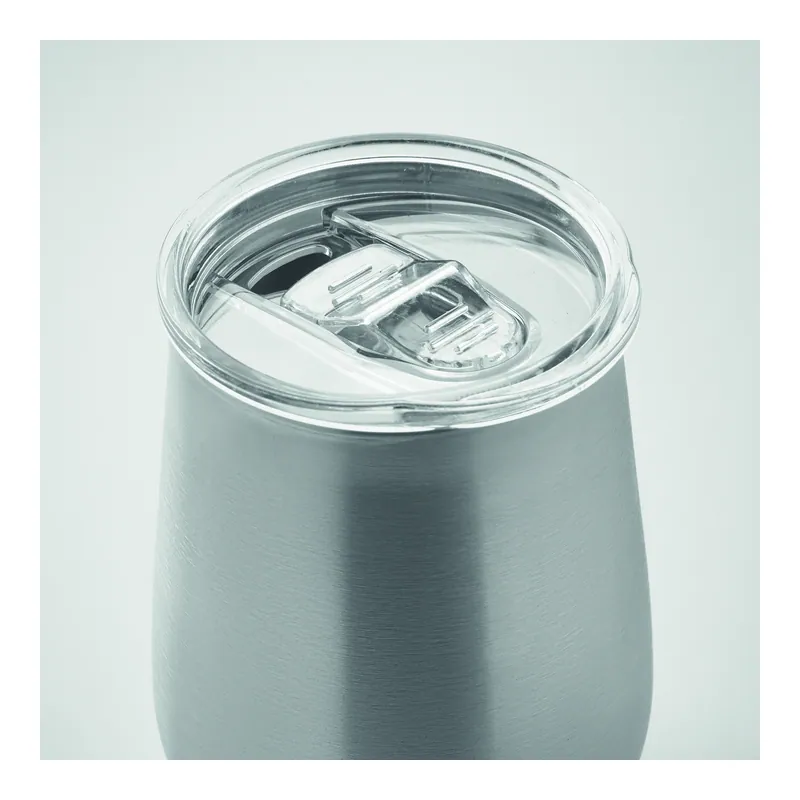 Pioggia – Bicchiere riutilizzabile in acciaio inox riciclato 500 ml, colore Argento Opaco, vista dall alto