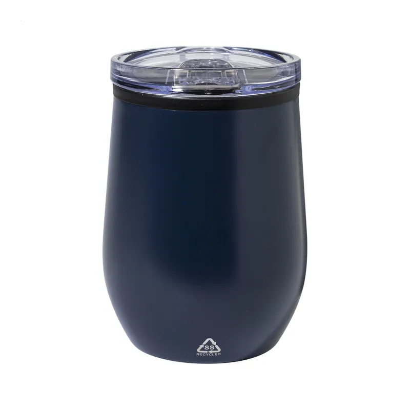 Primula – Tumbler termico in acciaio inox riciclato 350 ml, colore Blu scuro, vista fronte