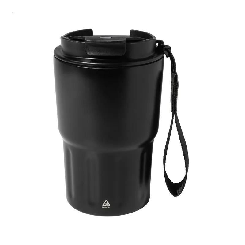 Argine – Tumbler termico in acciaio inox riciclato 350 ml, colore Nero, vista fronte