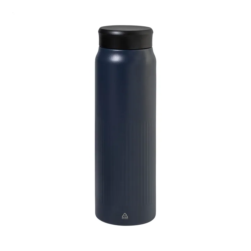 Poggio – Borraccia termica in acciaio inox riciclato 600 ml, colore Blu scuro, vista fronte
