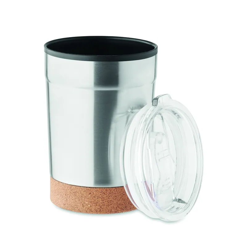 Camelia – Tumbler termico in acciaio inox 300 ml, colore Argento Opaco, vista aperta