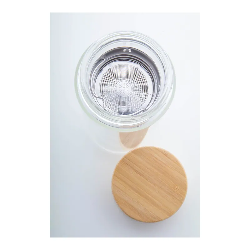 Libellula – Borraccia termica in vetro borosilicato 420 ml, colore Trasparente / Naturale
