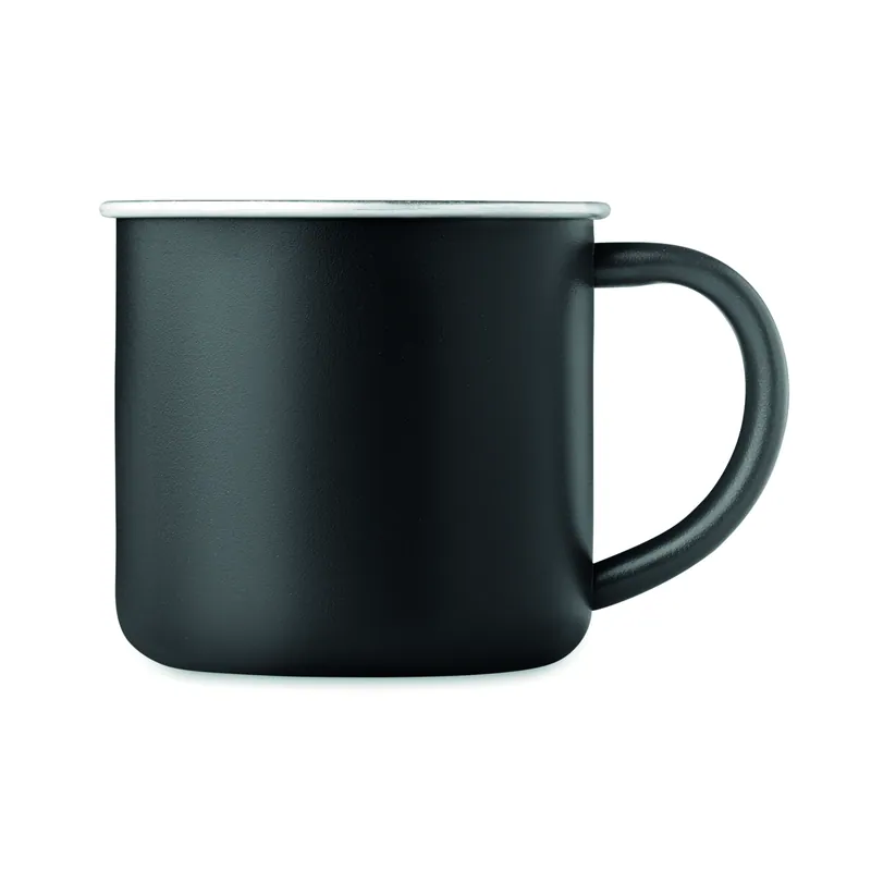 Pineta – Tazza da viaggio in acciaio inox riciclato 300 ml, colore Nero, vista aperta