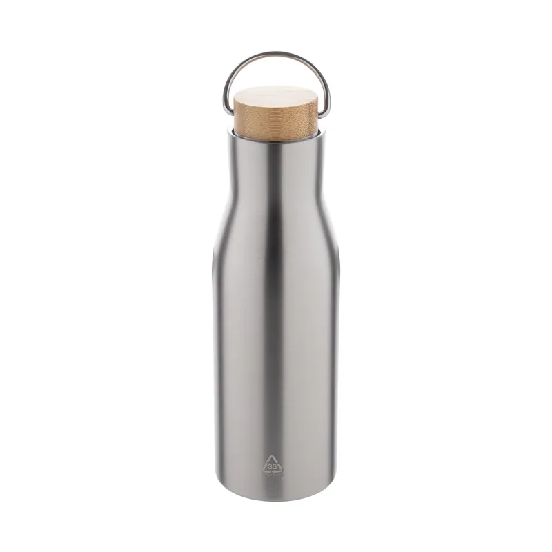 Biancospino – Borraccia termica in acciaio inox riciclato 500 ml, colore Argento, vista fronte