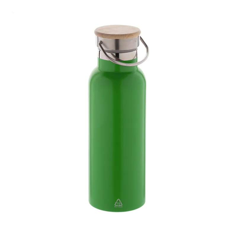 Ritmo – Borraccia termica in acciaio inox riciclato 500 ml, colore Verde, vista fronte