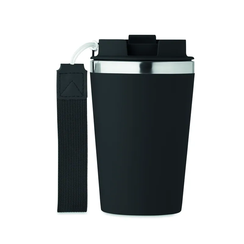 Corrente – Bicchiere riutilizzabile in acciaio inox riciclato 350 ml, colore Nero, vista dall alto