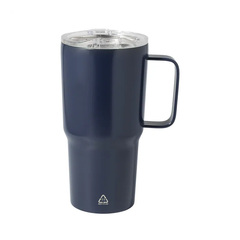 Calma – Tumbler termico in acciaio inox riciclato 600 ml, colore Blu scuro, vista dettaglio