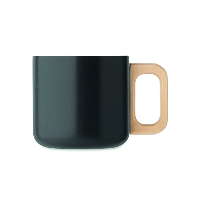 Betulla – Tazza da viaggio in acciaio inox riciclato 350 ml, colore Nero, vista retro