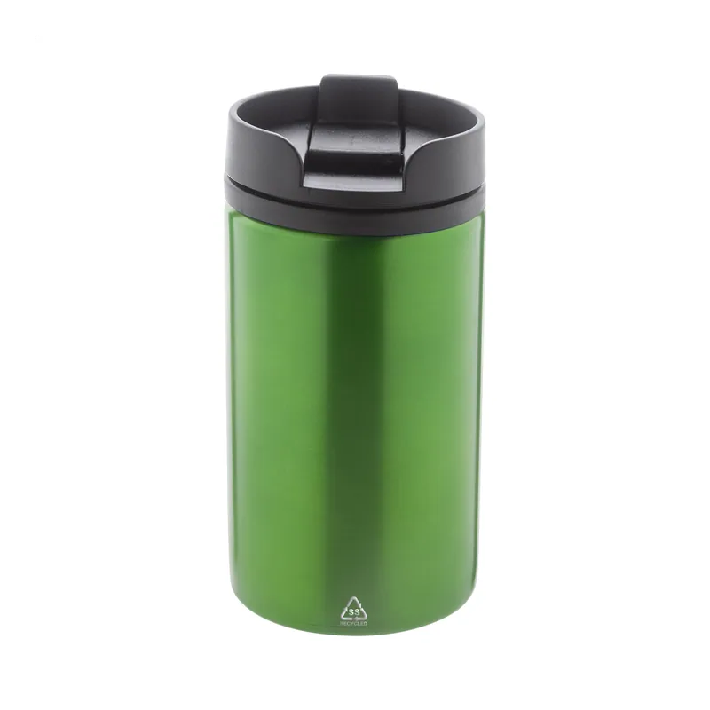 Spigola – Tumbler termico in acciaio inox riciclato 250 ml, colore Verde, vista fronte