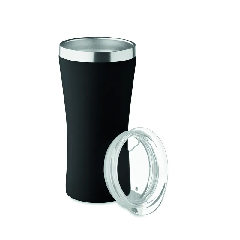 Canneto – Tumbler termico in acciaio inox riciclato 160 ml, colore Nero, vista aperta