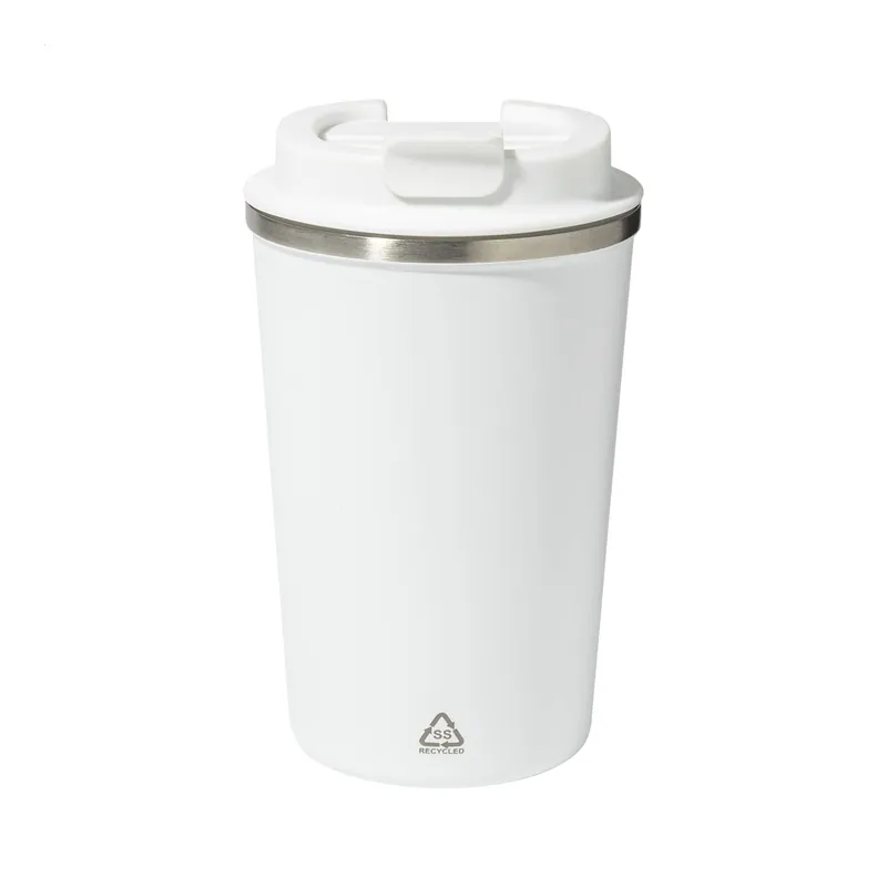 Ricciola – Tumbler termico in acciaio inox riciclato 350 ml, colore Bianco, vista fronte