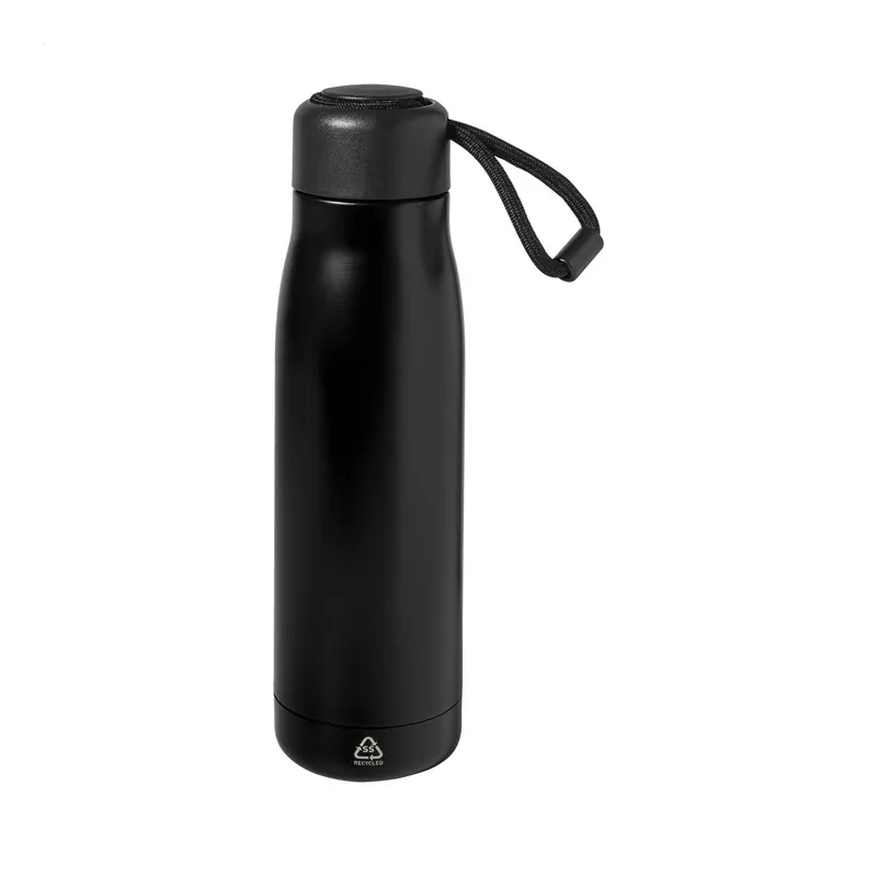 Ansa – Borraccia termica in acciaio inox riciclato 500 ml, colore Nero, vista fronte