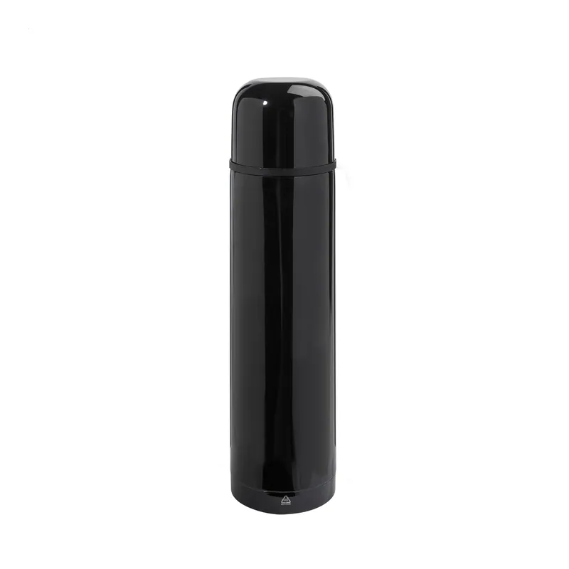 Faina – Thermos in acciaio inox riciclato 1 litro, colore Nero, vista fronte
