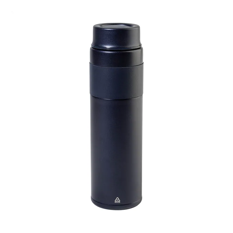 Armonia – Borraccia termica in acciaio inox riciclato 550 ml, colore Blu scuro, vista fronte