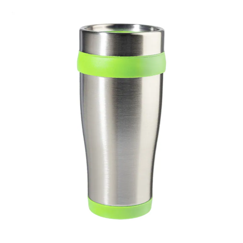 Melodia – Tumbler termico in acciaio inox 450 ml, colore Lime verde / Argento, vista fronte