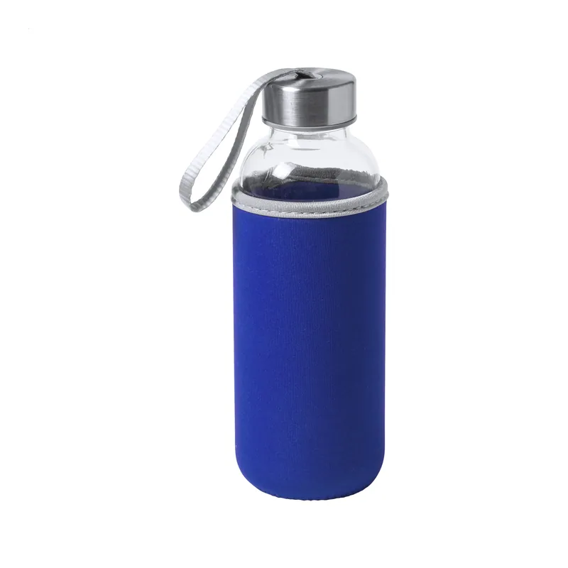 Falesia – Borraccia in vetro 420 ml, colore Blu, vista fronte