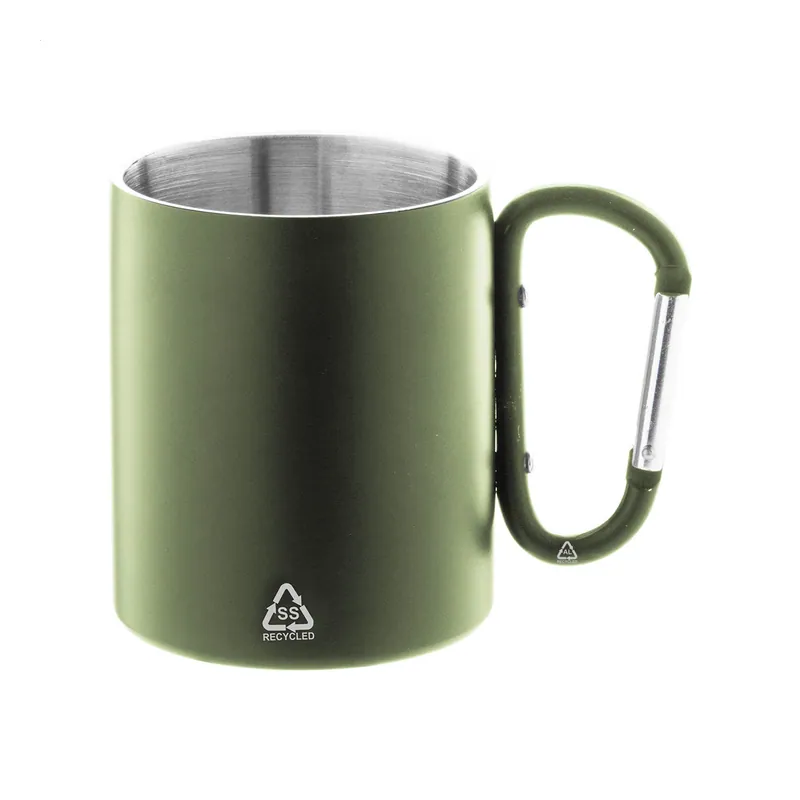 Polla chiara – Tumbler termico in acciaio inox riciclato 300 ml, colore Verde, vista fronte