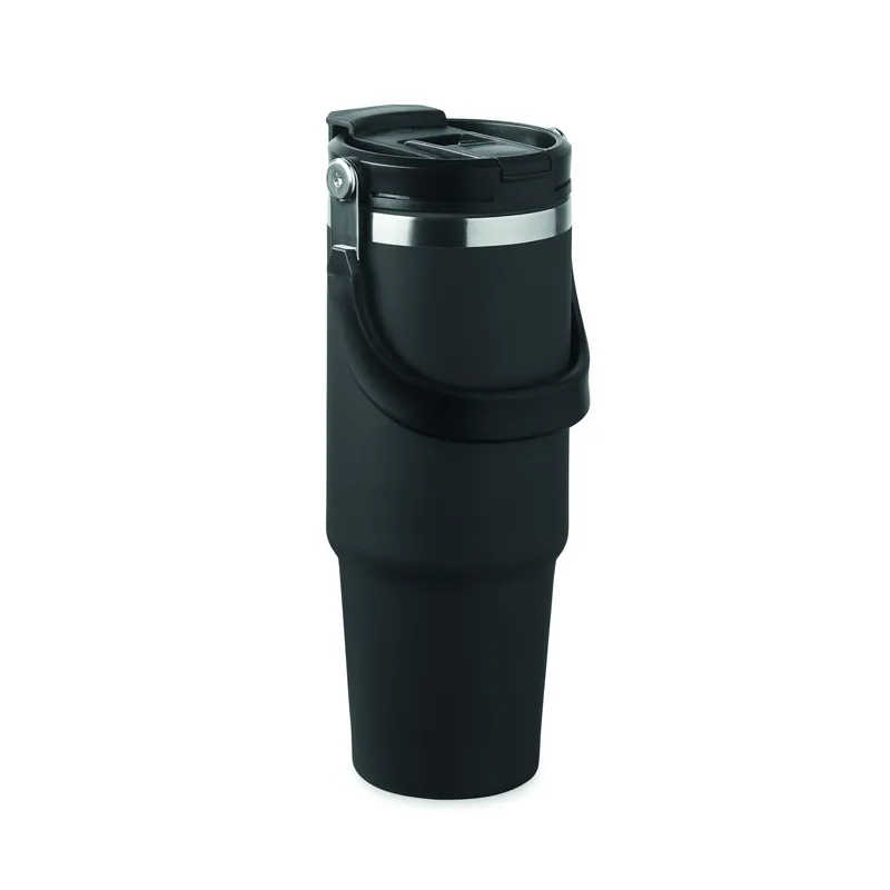 Nebbia – Bicchiere riutilizzabile in acciaio inox riciclato 850 ml, colore Nero, vista retro