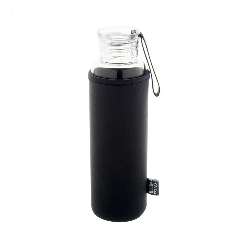 Gruccione – Borraccia termica in vetro 550 ml, colore Nero, vista fronte