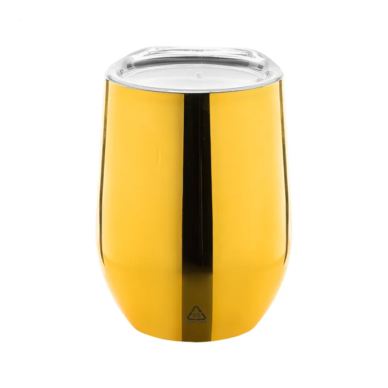 Diaspro – Tazza da viaggio in acciaio inox riciclato 350 ml, colore Oro, vista fronte