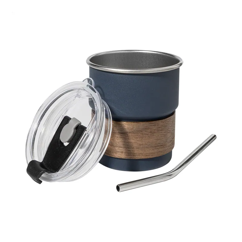 Aurora boreale – Tazza da viaggio in acciaio inox riciclato 260 ml, colore Blu scuro