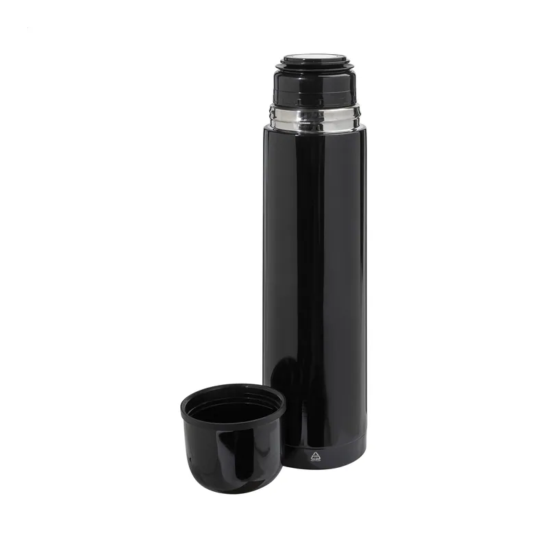 Faina – Thermos in acciaio inox riciclato 1 litro, colore Nero