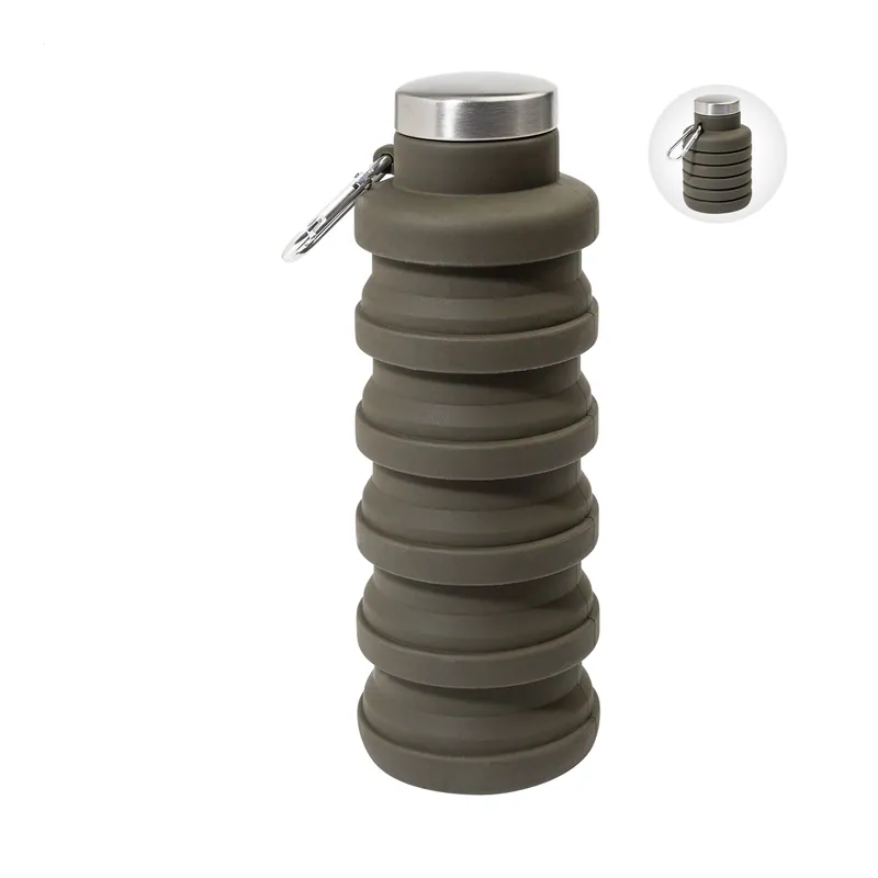 Tamerice – Borraccia in silicone 500 ml, colore Verde, vista fronte