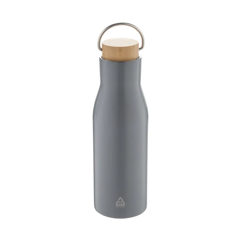 Biancospino – Borraccia termica in acciaio inox riciclato 500 ml, colore Grigio scuro, vista fronte