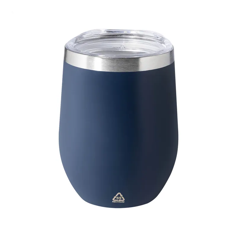 Zafferano – Tumbler termico in acciaio inox riciclato 350 ml, colore Blu scuro, vista fronte