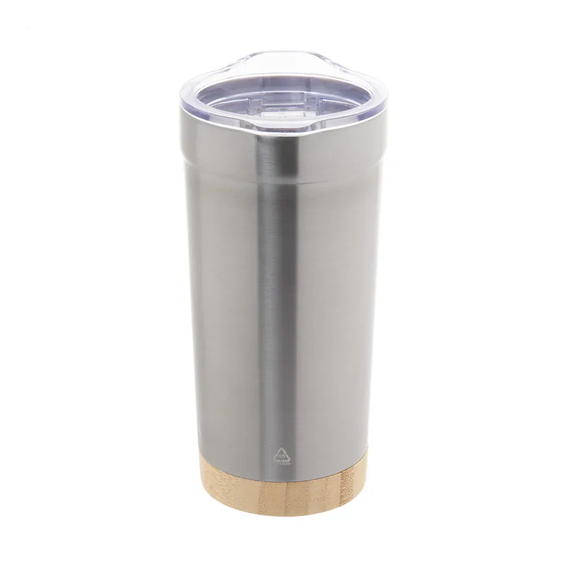 Bagliore – Tumbler termico in acciaio inox riciclato 600 ml, colore Argento, vista fronte