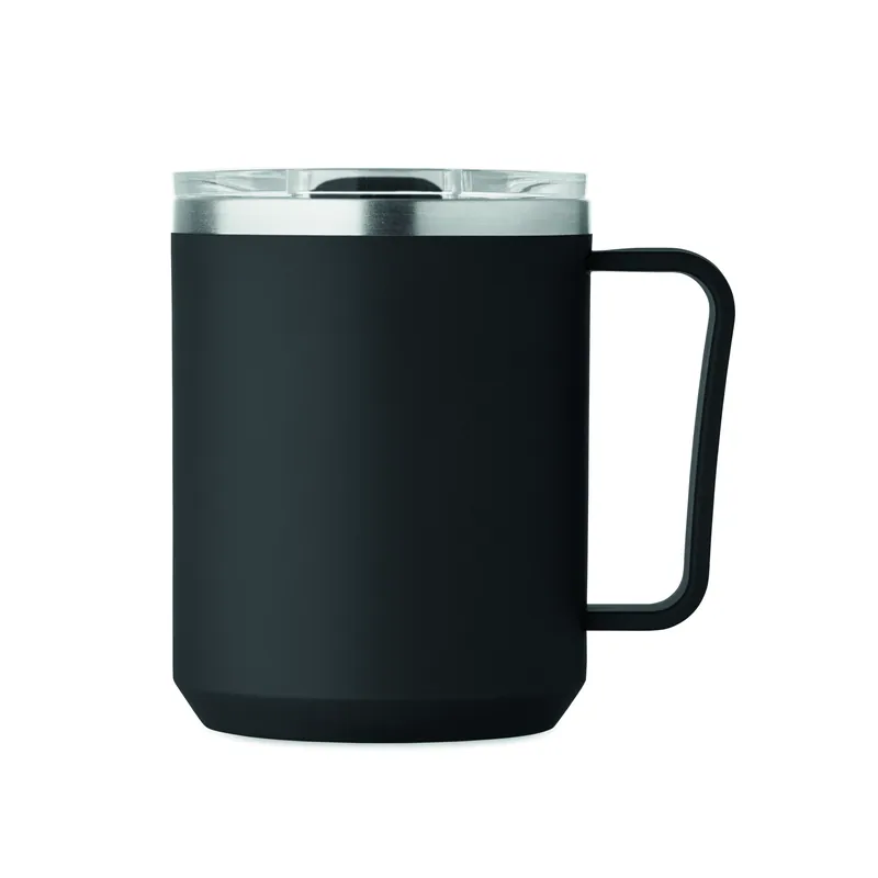 Maestrale – Tazza da viaggio in acciaio inox 400 ml, colore Nero, vista aperta