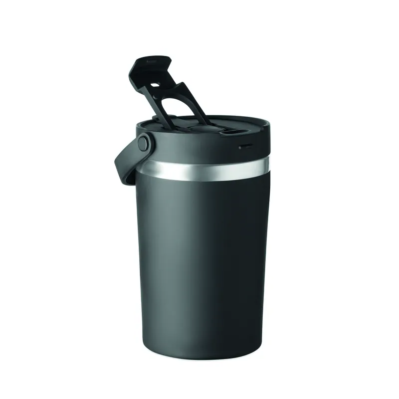Approdo – Bicchiere riutilizzabile in acciaio inox 350 ml, colore Nero, vista retro