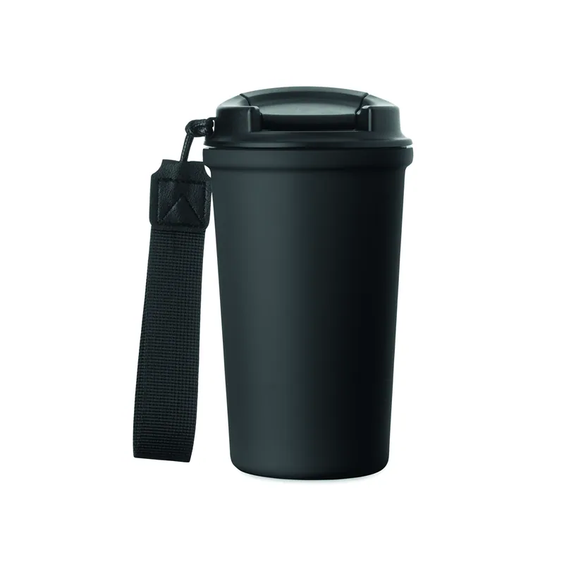Morena – Bicchiere riutilizzabile in acciaio inox riciclato 400 ml, colore Nero, vista aperta