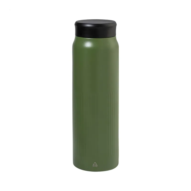 Poggio – Borraccia termica in acciaio inox riciclato 600 ml, colore Verde, vista fronte
