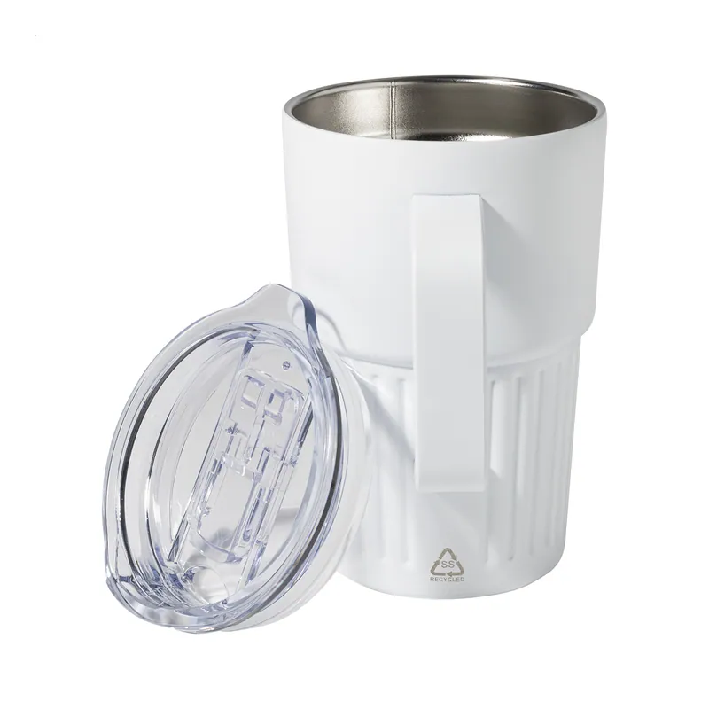 Nibbio – Tumbler termico in acciaio inox riciclato 470 ml, colore Bianco