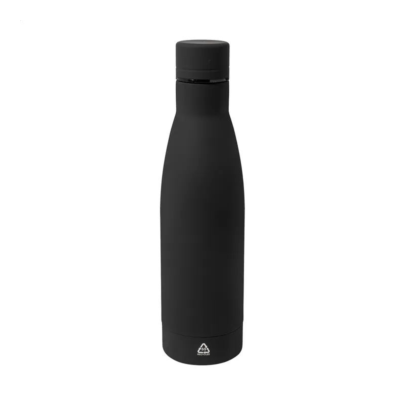 Capriolo – Borraccia in acciaio inox riciclato 750 ml, colore Nero, vista fronte