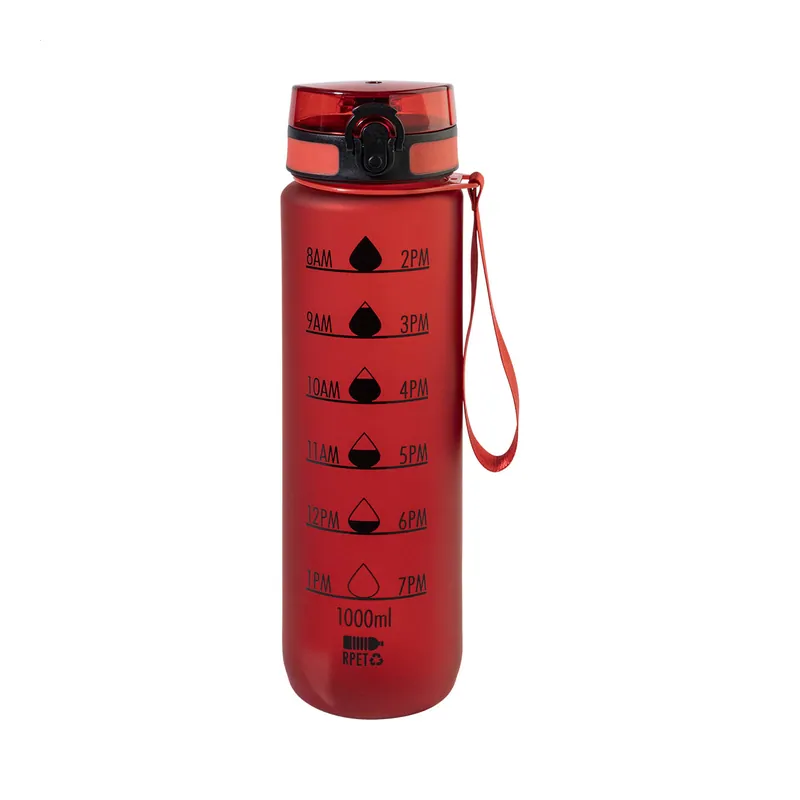 Leccio – Borraccia sportiva in RPET riciclato 1 litro, colore Rosso, vista fronte