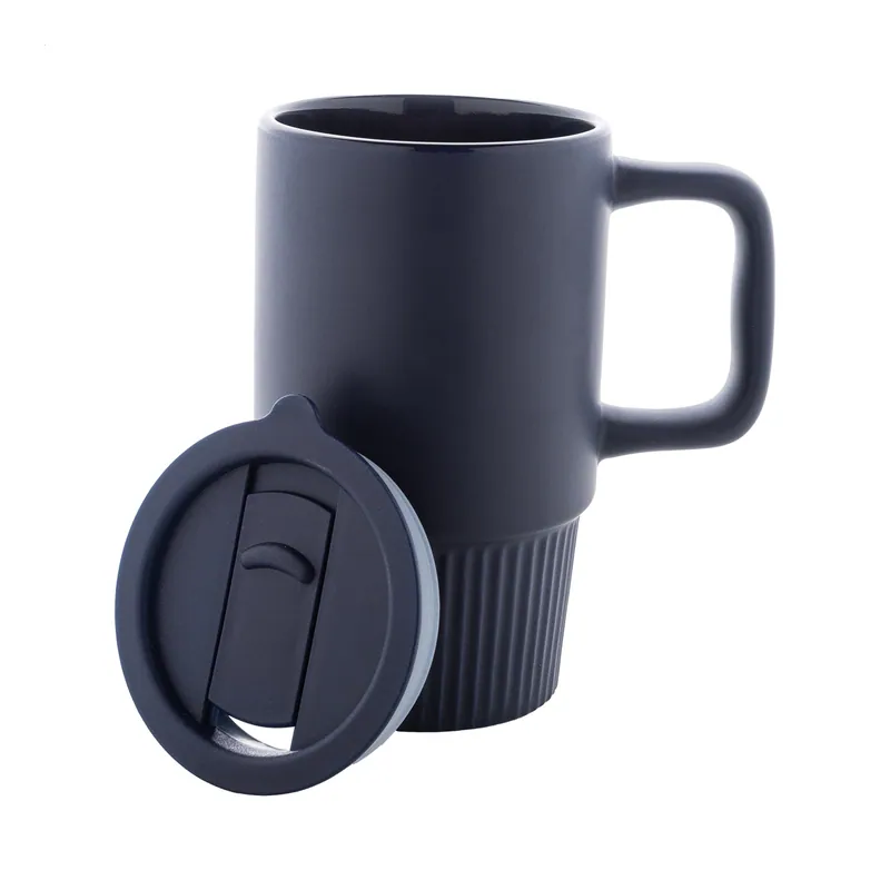 Passero – Tazza da viaggio in ceramica 420 ml, colore Blu scuro, vista fronte