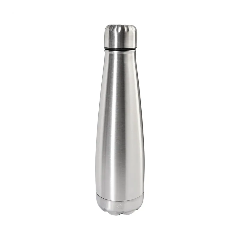 Cicogna – Borraccia in acciaio inox riciclato 600 ml, colore Argento, vista fronte