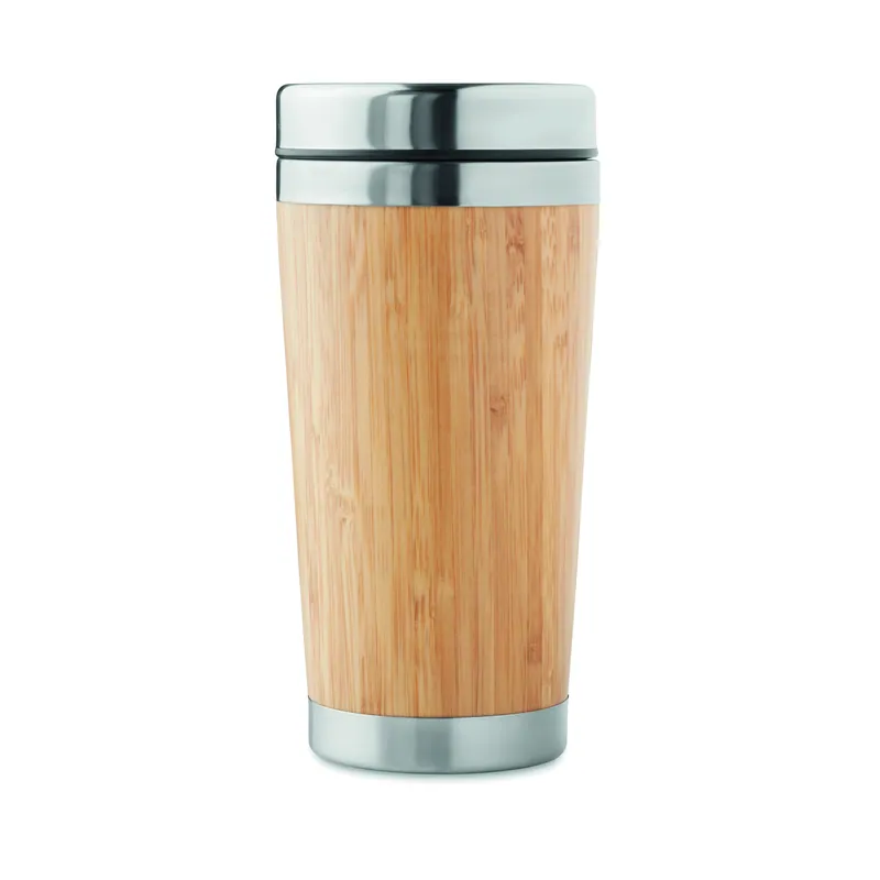 Aliseo – Bicchiere riutilizzabile in acciaio inox, colore Legno, vista retro